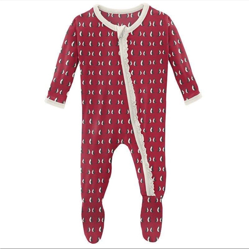 Kickee Pants! Red Penguin One Piece with White Trim
